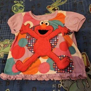 Sesame Street Elmo Graphic Toddler Bedtime Tee in Pink & Orange 24M